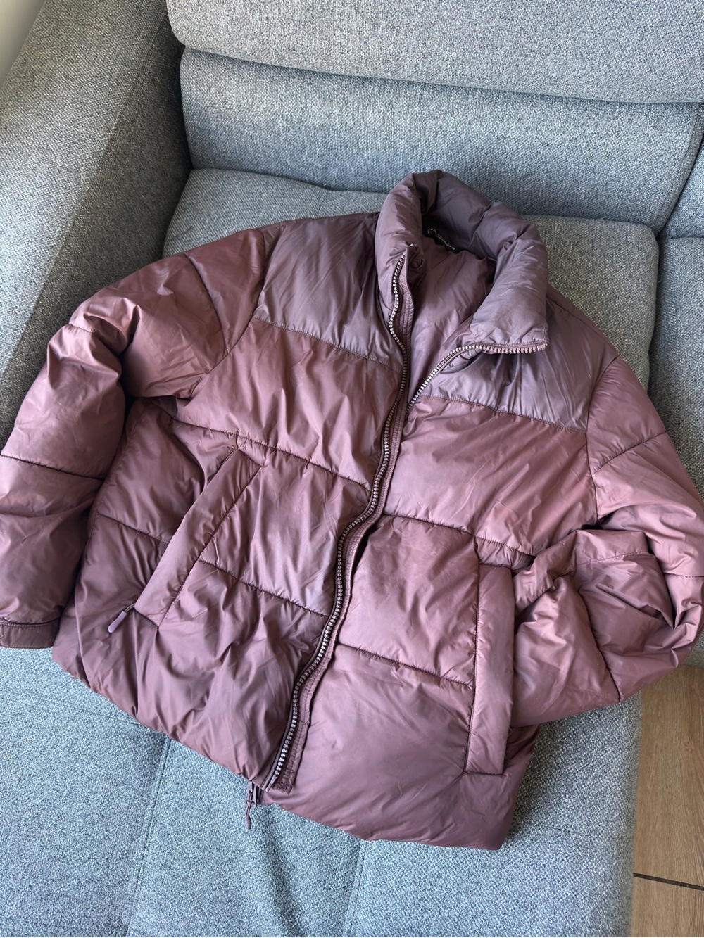 ZARA Quilted Puffer Jacket Mauve Brown Size XL
